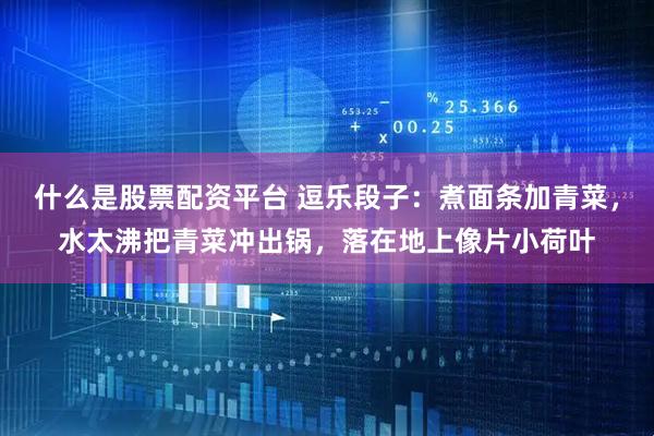 什么是股票配资平台 逗乐段子：煮面条加青菜，水太沸把青菜冲出锅，落在地上像片小荷叶